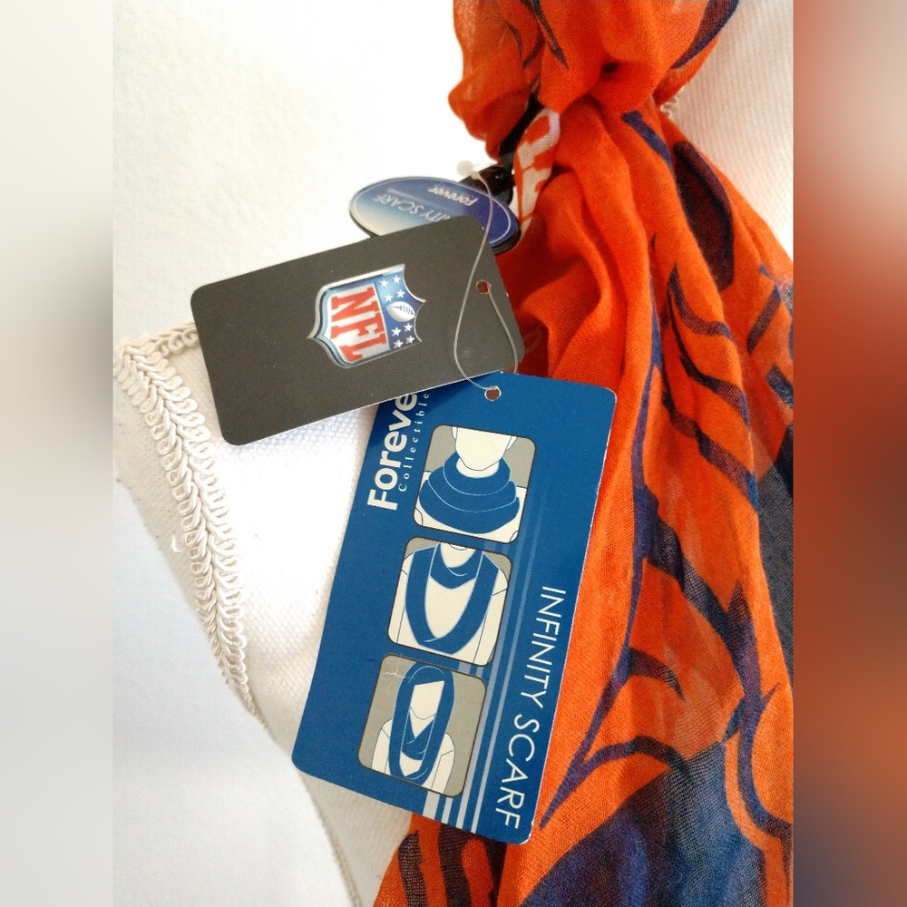 NEW Denver Broncos Infinity Fashion Scarf NWT Orange Blue 6012 - Picture 3 of 6